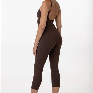 Los Angeles Apparel cropped spaghetti unitard size small